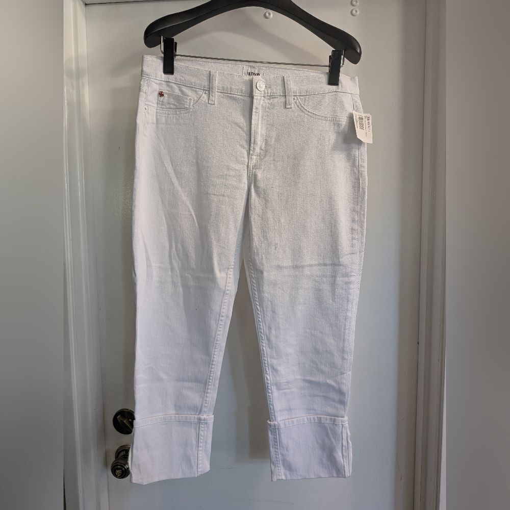 Hudson Jeans Women's Cropped With Cuffs White Denim Jeans Size 31 NWT